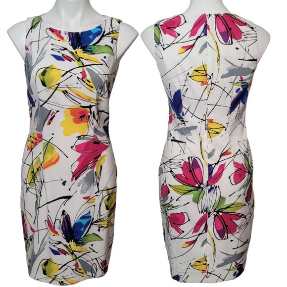 AGB Women's Colorful Sheath Sleeveless Dress 6  Color Splash Floral Artist - Picture 1 of 3